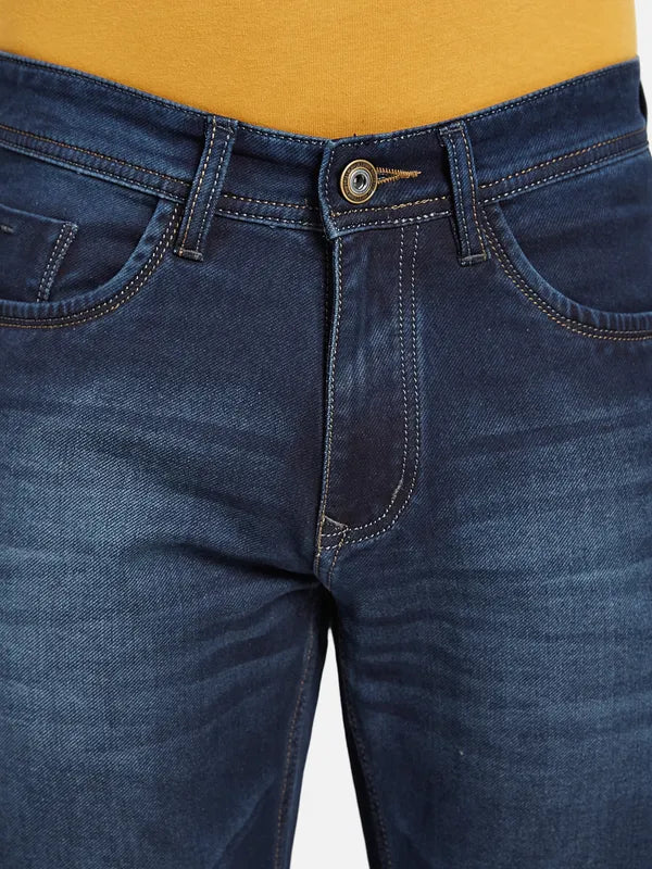 Octave Men Straight Fit Mid-Rise Heavy Fade Cotton Jeans