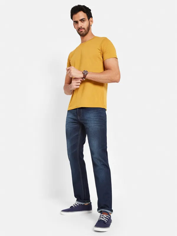 Octave Men Straight Fit Mid-Rise Heavy Fade Cotton Jeans