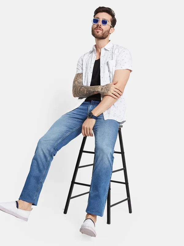 Octave Men Straight Fit Clean Look Light Fade Stretchable Jeans