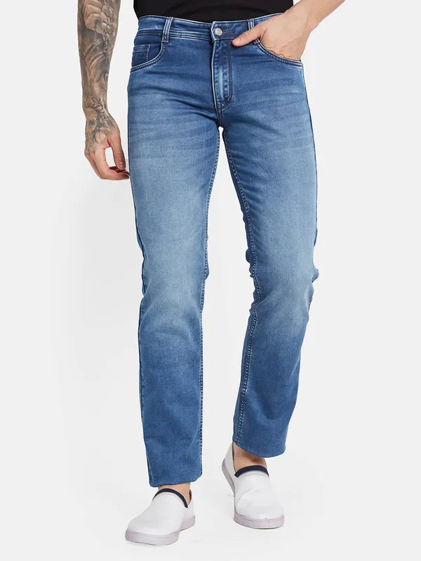 Octave Men Straight Fit Clean Look Light Fade Stretchable Jeans