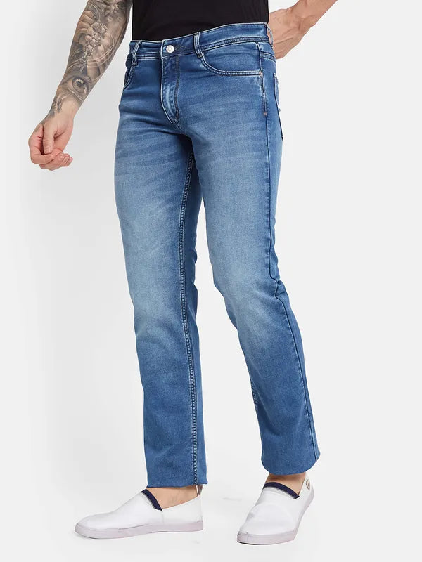 Octave Men Straight Fit Clean Look Light Fade Stretchable Jeans