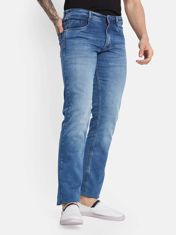 Octave Men Straight Fit Clean Look Light Fade Stretchable Jeans