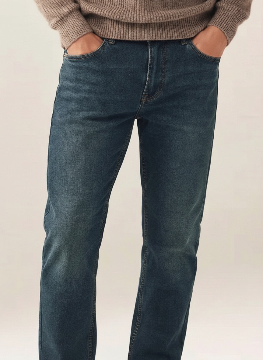 Men Straight Fit Mid-Rise Light Fade Stretchable Jeans