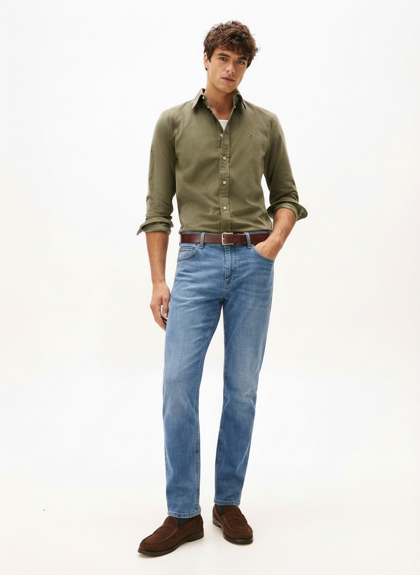 Men Straight Fit Mid-Rise Low Distress Light Fade Stretchable Jeans