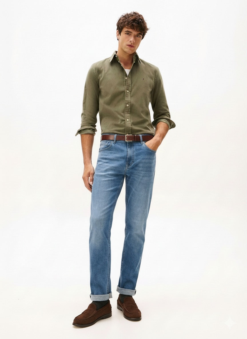 Men Straight Fit Mid-Rise Light Fade Stretchable Jeans