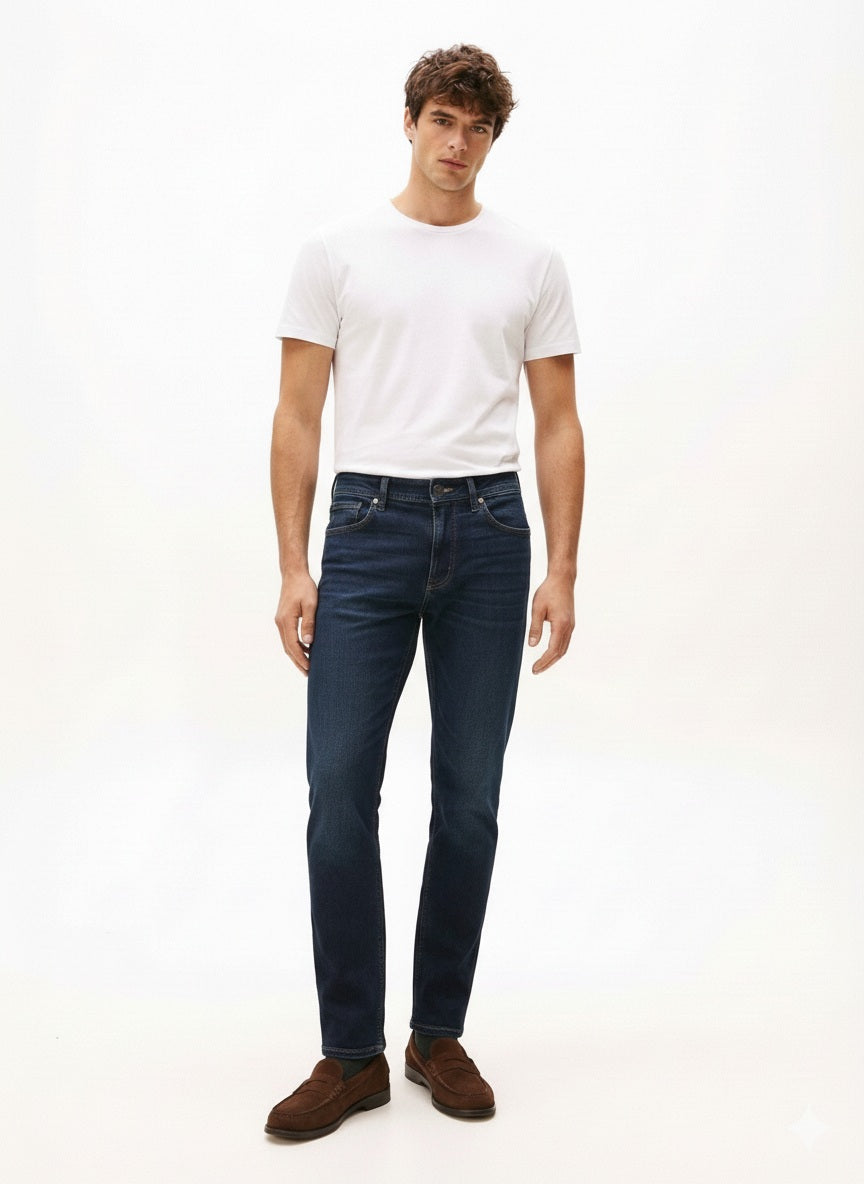 Men Straight Fit Mid-Rise Light Fade Stretchable Jeans