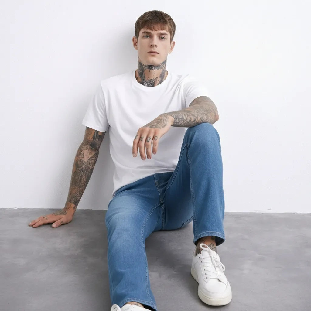 Men Straight Fit Mid-Rise Light Fade Stretchable Jeans