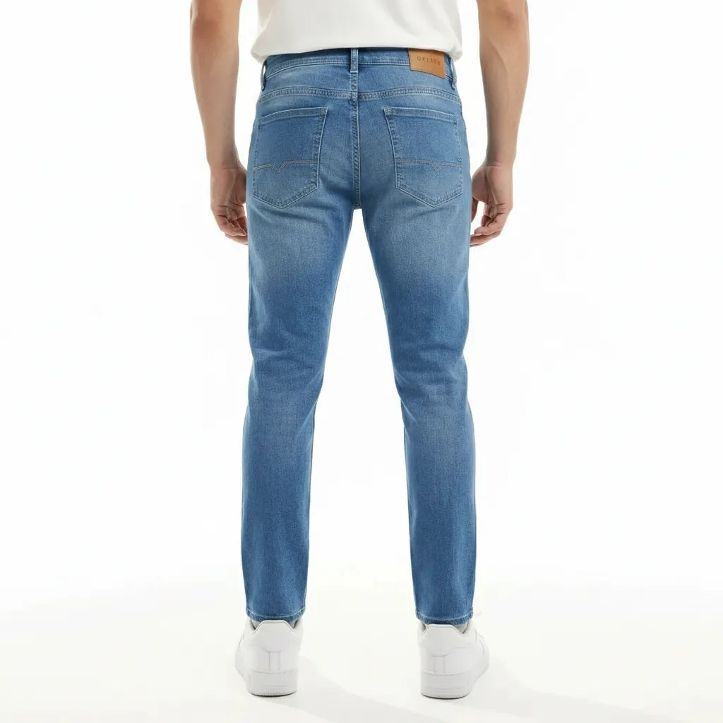 Men Straight Fit Mid-Rise Light Fade Stretchable Jeans
