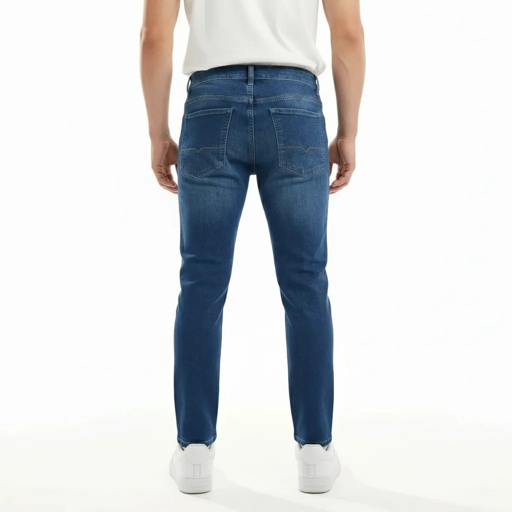 Men Straight Fit Mid-Rise Light Fade Stretchable Jeans