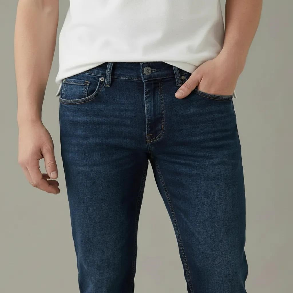 Men Straight Fit Mid-Rise Stretchable Jeans