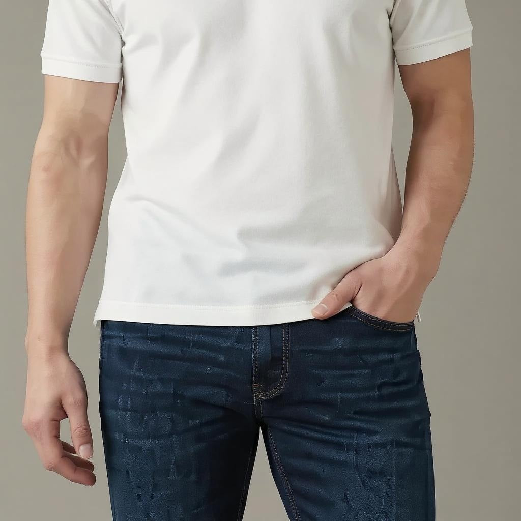 Men Straight Fit Mid-Rise Stretchable Jeans