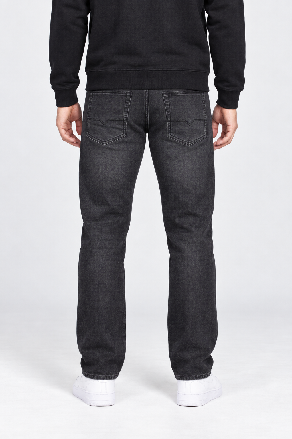 Men’s Charcoal Straight Fit Denim Jeans – Mid-Rise Dark Wash Jeans