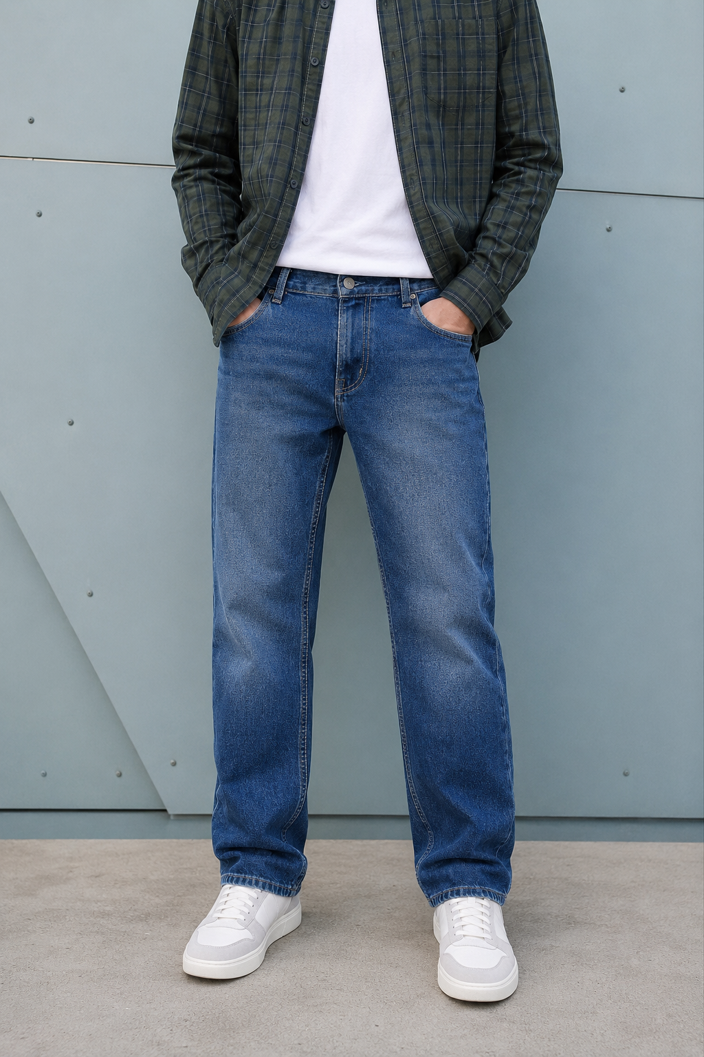 Men’s Olive Tint Straight Fit Denim Jeans | Mid-Rise Stretchable Five-Pocket Casual Jeans