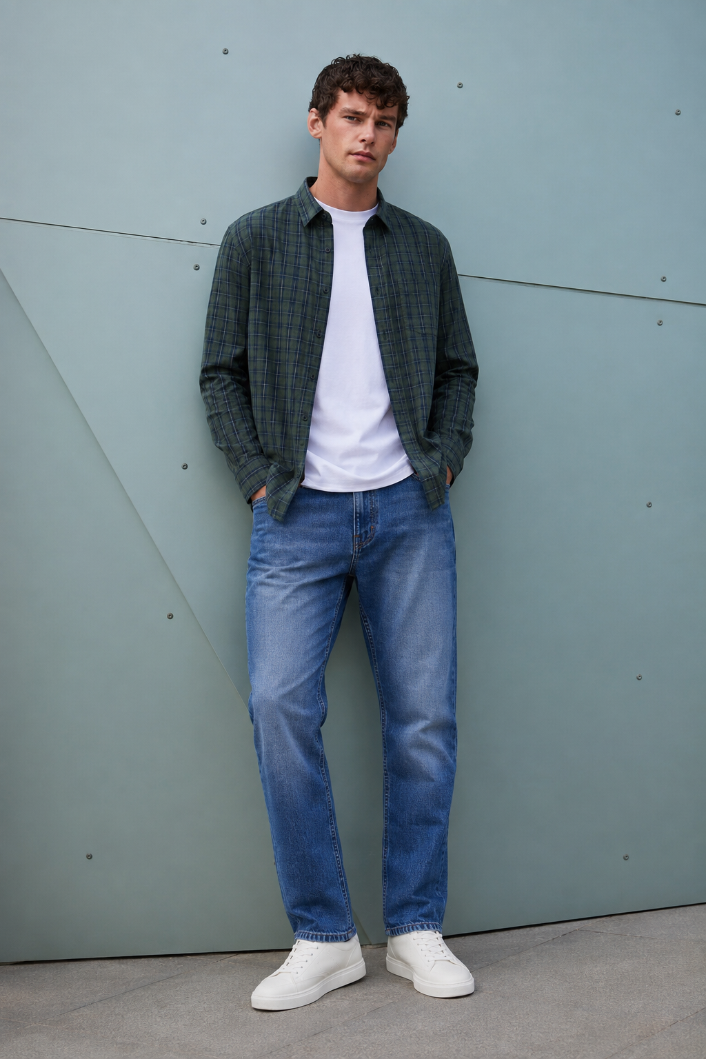 Men’s Olive Tint Straight Fit Denim Jeans | Mid-Rise Stretchable Five-Pocket Casual Jeans