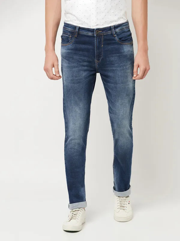 Octave Men Blue Heavy Fade Stretchable Jeans