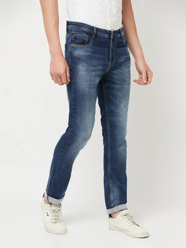 Octave Men Blue Heavy Fade Stretchable Jeans