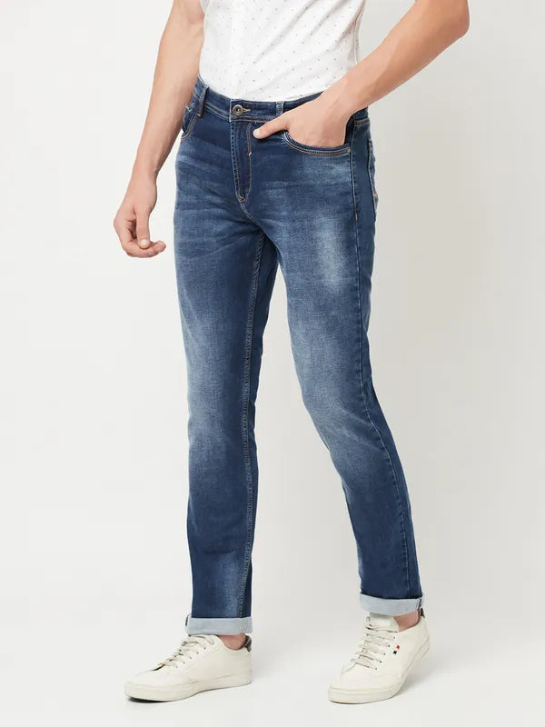 Octave Men Blue Heavy Fade Stretchable Jeans