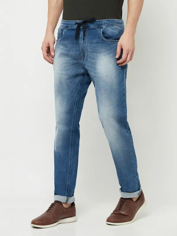 Octave Men Blue Low Distress Heavy Fade Stretchable Jeans