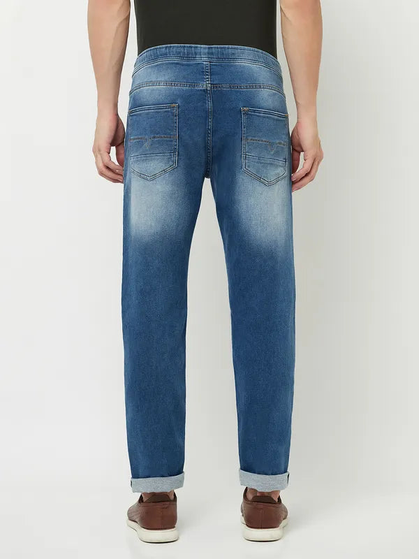 Octave Men Blue Low Distress Heavy Fade Stretchable Jeans