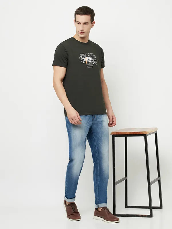 Octave Men Blue Low Distress Heavy Fade Stretchable Jeans