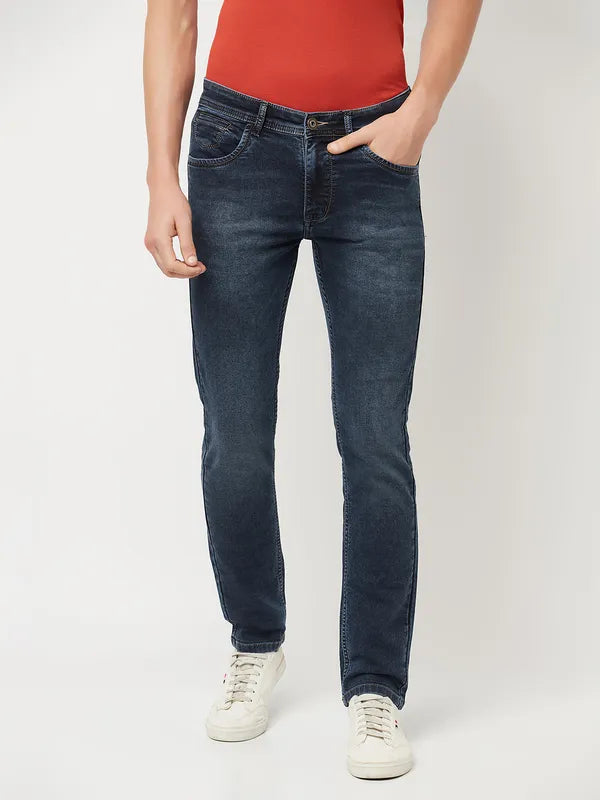 Octave Men Navy Blue Light Fade Stretchable Jeans