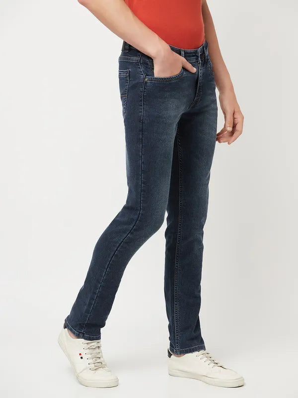 Octave Men Navy Blue Light Fade Stretchable Jeans