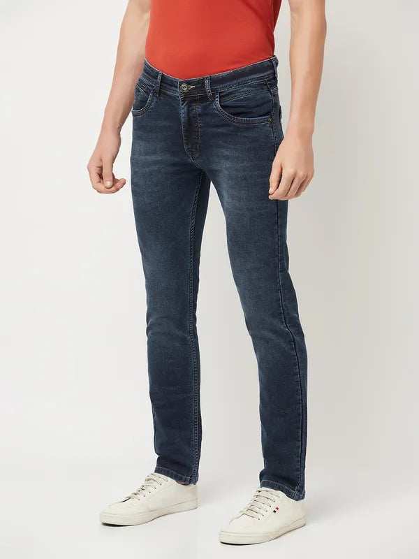 Octave Men Navy Blue Light Fade Stretchable Jeans