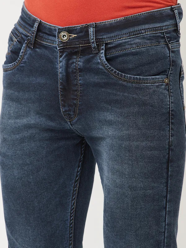 Octave Men Navy Blue Light Fade Stretchable Jeans
