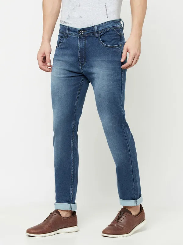 Octave Men Blue Heavy Fade Stretchable Jeans