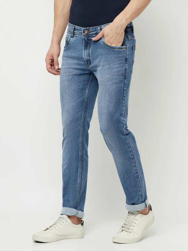 Octave Men Blue Slash Knee Stretchable Jeans