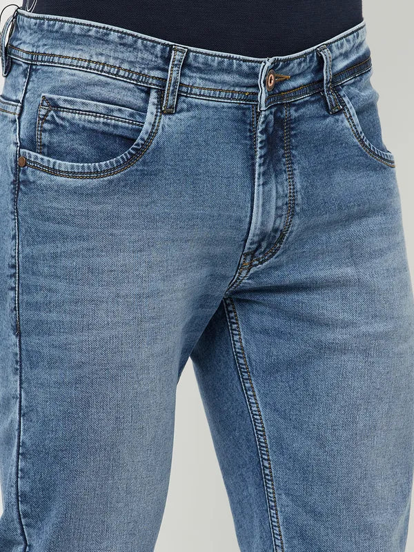 Octave Men Blue Slash Knee Stretchable Jeans