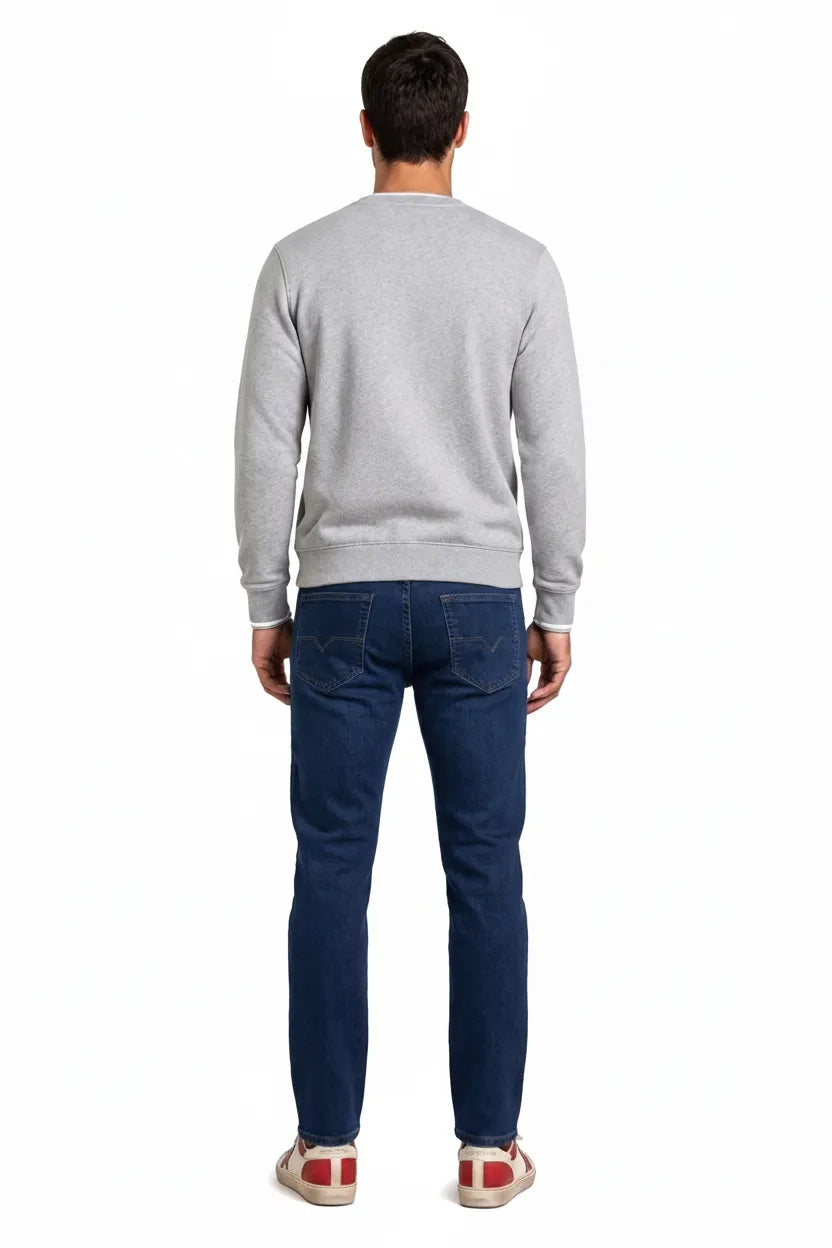 Men’s Deep Forest Denim Regular Fit Jeans | Mid-Rise Five-Pocket Washed Casual Jeans