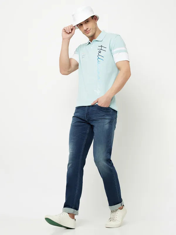 Octave Men Blue Slash Knee Heavy Fade Stretchable Jeans