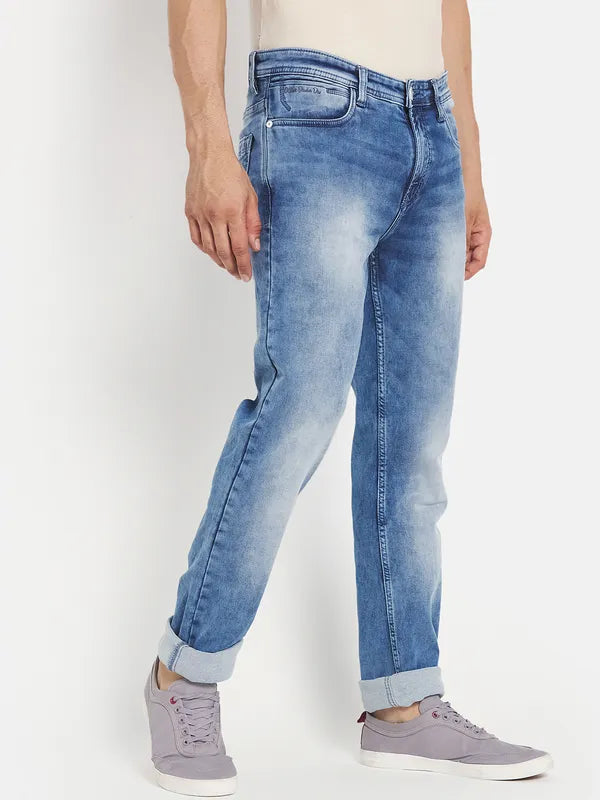 Men Blue Heavy Fade Stretchable Jeans