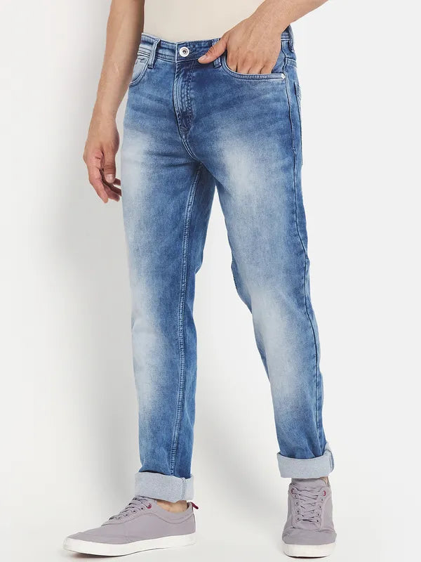 Men Blue Heavy Fade Stretchable Jeans