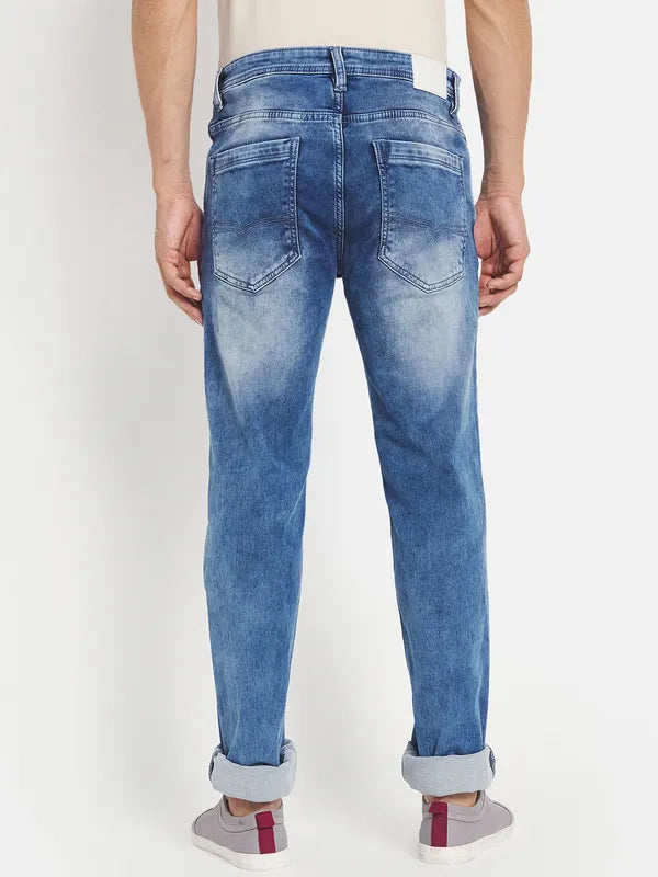Men Blue Heavy Fade Stretchable Jeans