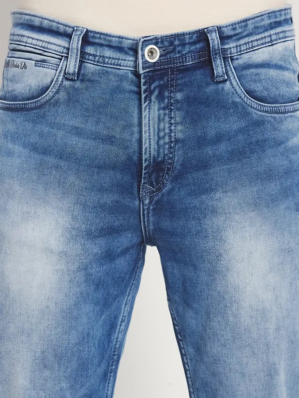 Men Blue Heavy Fade Stretchable Jeans