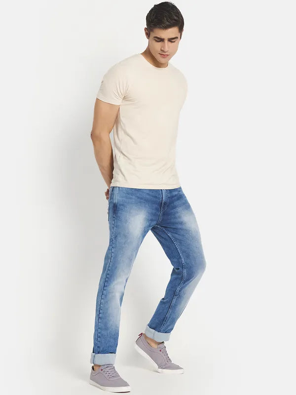 Men Blue Heavy Fade Stretchable Jeans