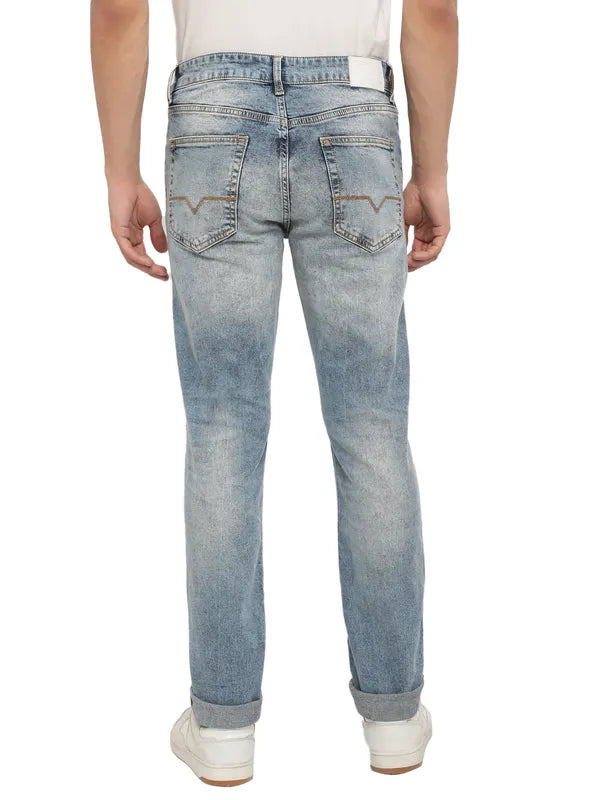 Octave Men Blue Low Distress Heavy Fade Stretchable Jeans
