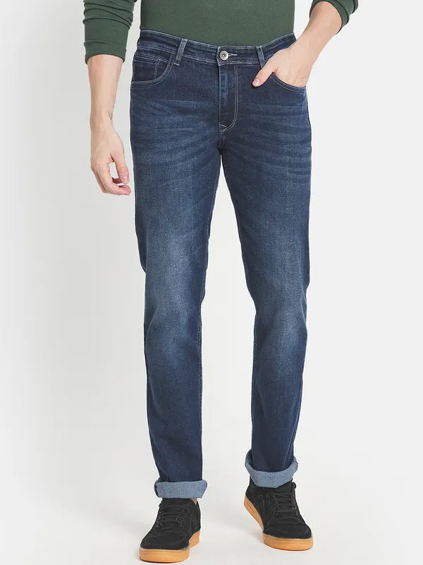 Men Blue Light Fade Stretchable Jeans