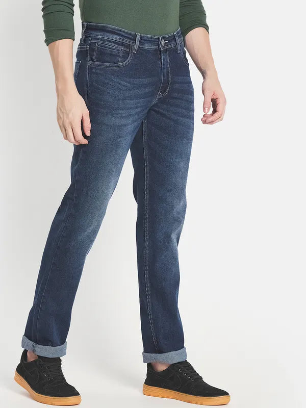 Men Blue Light Fade Stretchable Jeans