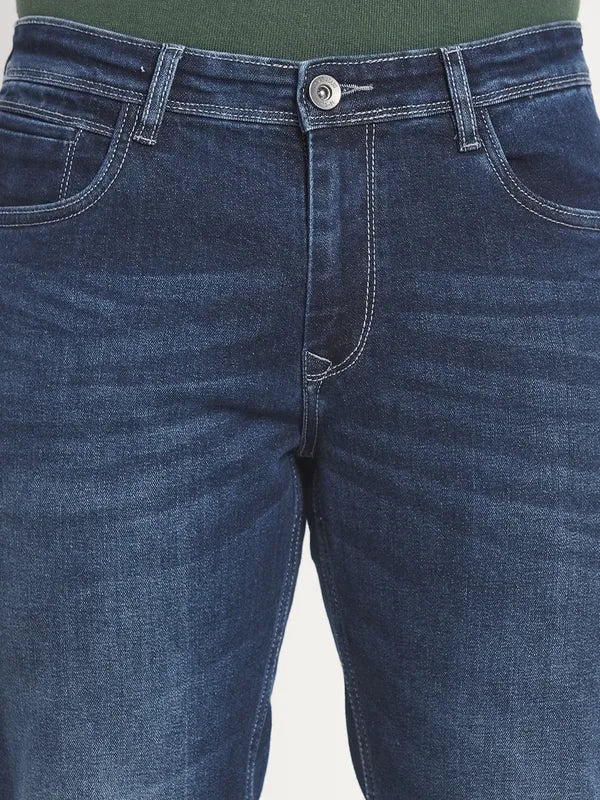 Men Blue Light Fade Stretchable Jeans