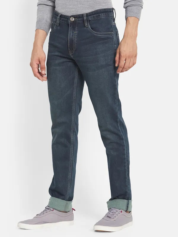 Octave Men Blue Straight Fit Stretchable Jeans