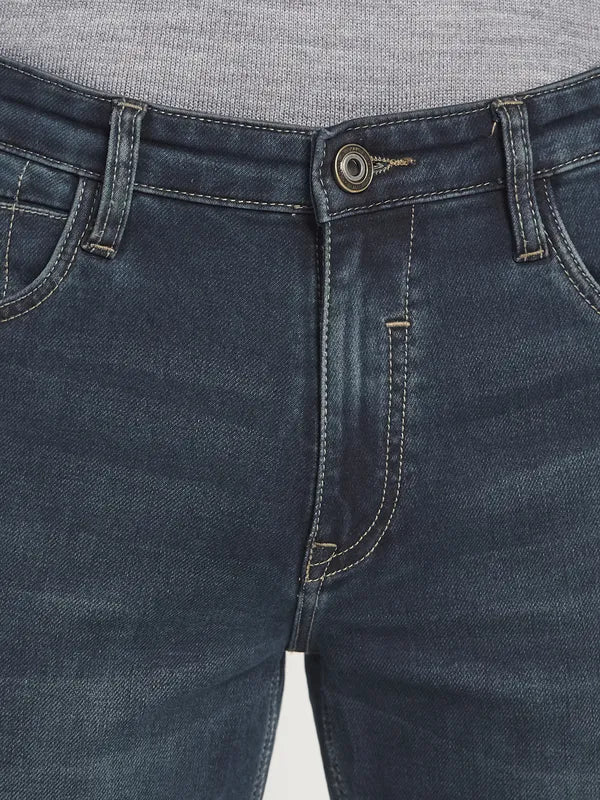 Octave Men Blue Straight Fit Stretchable Jeans