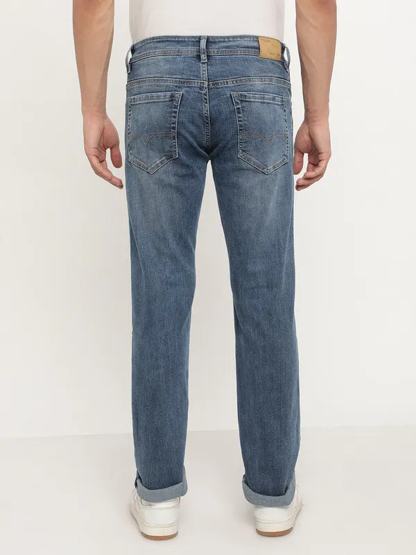 Octave Men Blue Low Distress Heavy Fade Stretchable Jeans