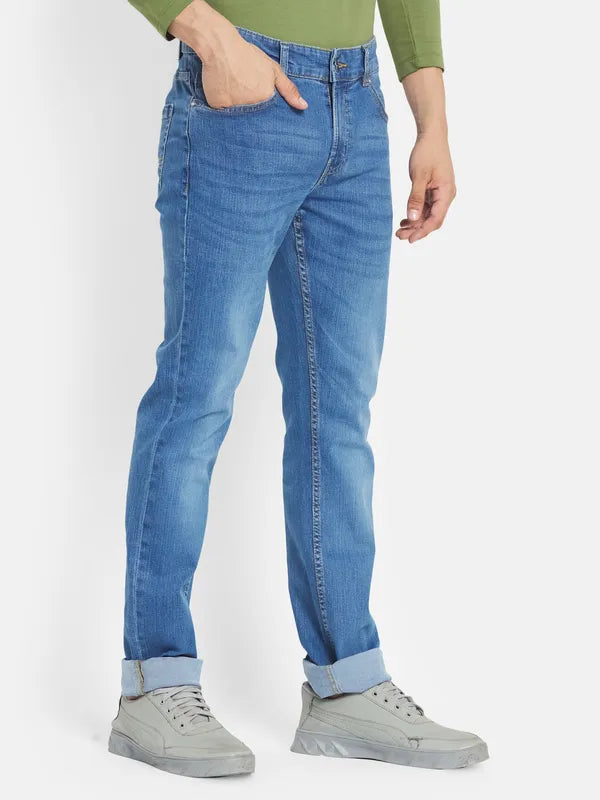 Octave Men Blue Straight Fit Stretchable Jeans