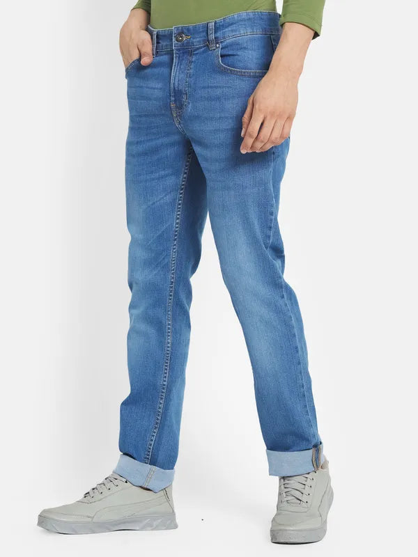 Octave Men Blue Straight Fit Stretchable Jeans