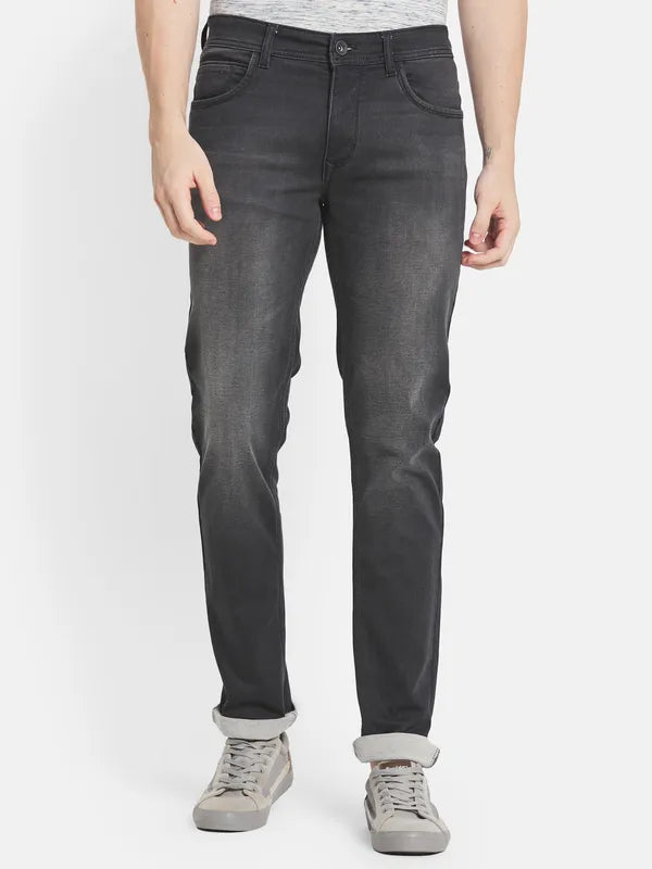 Men Grey Low Distress Stretchable Jeans