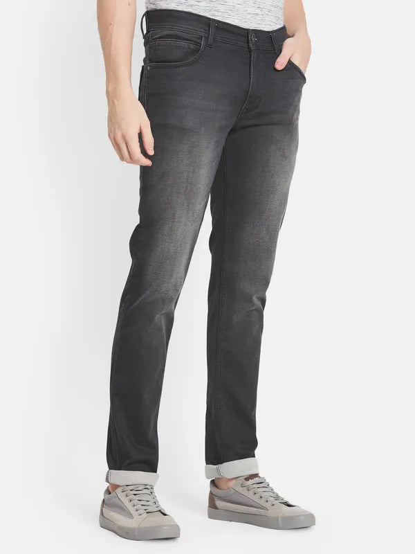 Men Grey Low Distress Stretchable Jeans