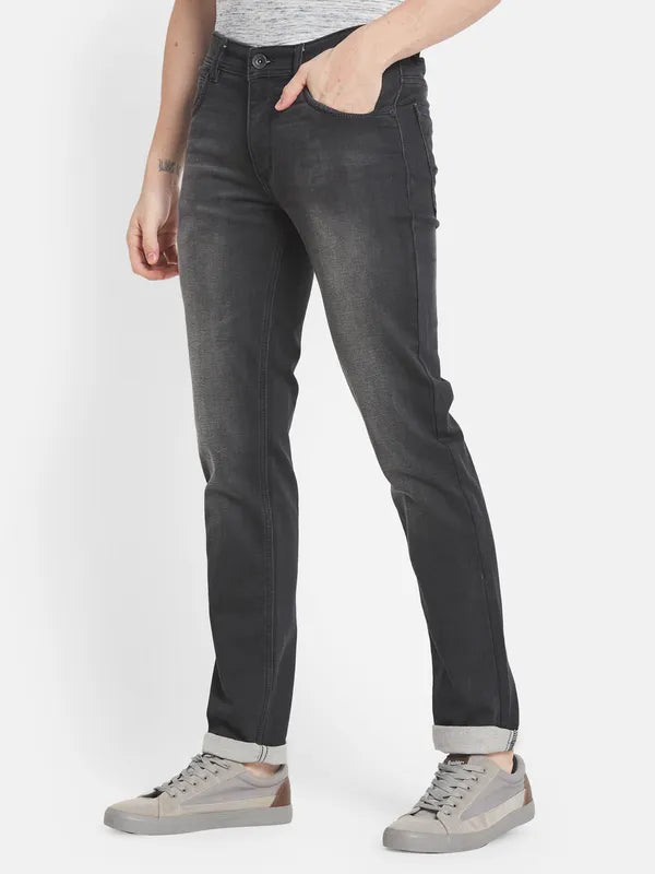 Men Grey Low Distress Stretchable Jeans